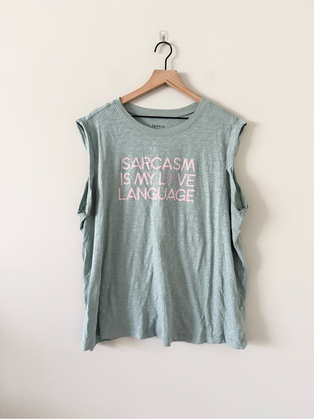 torrid Mint Graphic Tank with Pink "Sarcasm" Quote Size 2